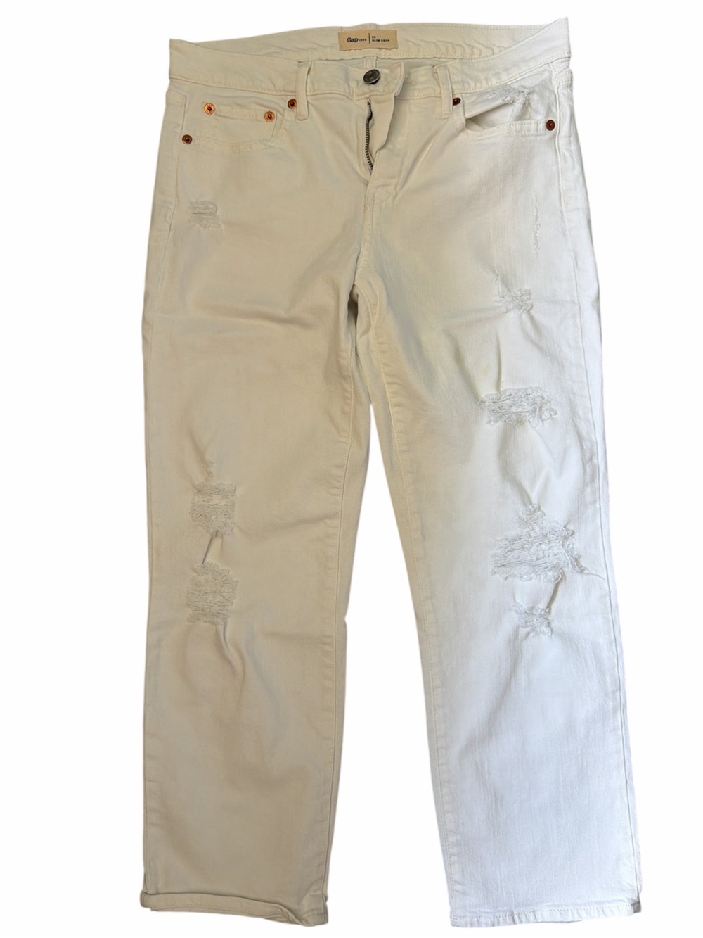 Gap White Distressed Cropped Jeans — Women's Ankle Fit